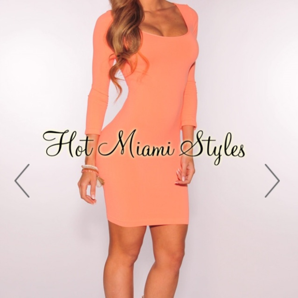 Hot Miami Styles neon peach mini dress